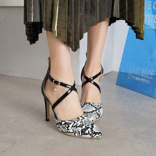 Women Sandals High Heels Shoes Spring Summer Sexy Thin Heel Female Pumps Point Toe Ankle Cross Strap Large Size 50 2021 New T623