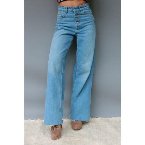 Light Blue Denim Trousers Vintage Wide Leg Pants Women Straight Long Pants High Waist Casual Loose With Belt