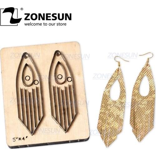 ZONESUN H4 DIY Custom Cutter Leather Earring Cutting Die Leather Cut Out Earring For Steel Rule Die Cutting Machine Press Tools