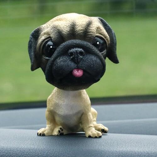 1pcs Car Decoration Cute Lovely Shaking Head Spring Yellow Bulldog Car Accessories Ornaments Dog for Car A20