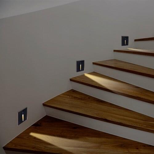 1pcs Smart Motion Sensor Night Light LED Stair Light Sensor Wall Lamp Recessed Embedded Round Corner Corridor Hallway Pathway