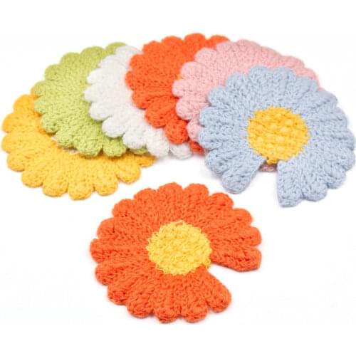 12pcs/pack Cotton Knitting Chrysanthemum for Home Hat Clothing Decoration Scrapbooking DIY Crafts Handmade Accessories
