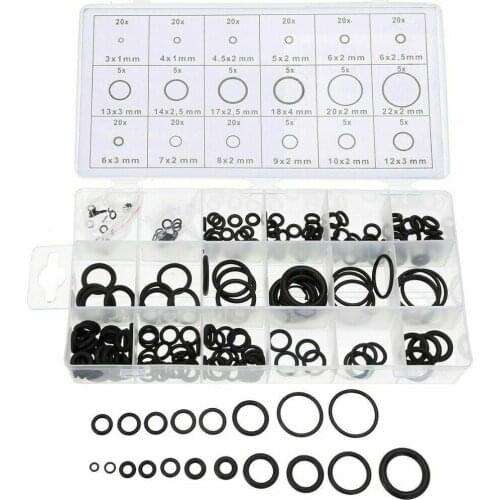 18 Sizes 225 pcs/lot Black O-Ring Repair Kit O-Type Seal Ring Set Black Rubber Assortment Washer Gasket With Plastic Box
