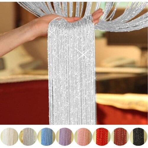 1x2m Glitter String Cheap Door Curtain Beads Room Dividers Beaded Fringe polyester fabric Window Panel 1 piece 100x200cm