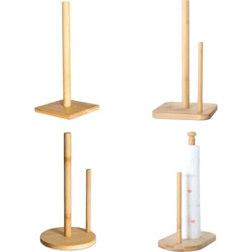 Bamboo Toilet Paper Towel Dispenser Easy One-handed Tear for Kitchen Countertop Paper Holder Square/ Round/ Oval Bottom