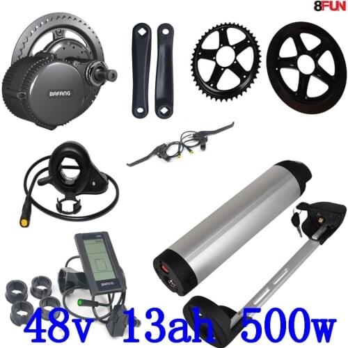 BBS02B BBS02 Bafang 48V 500W mid drive electric motor kit with 48V 13ah Lithium ion Battery and 54.6V 2A charger free duty