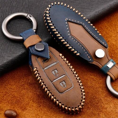 New Design Car Key Case Cover Genuine Leather For Nissan Rogue XTrail T32 T31 Qashqai J11 J10 Kicks Tiida Pathfinder Infiniti