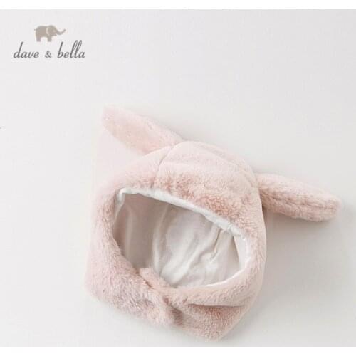DB11801 dave bella winter baby girl cute solid pink warm hat