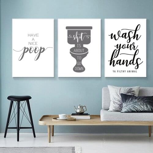 Toilet Sign Bathroom Decorative Posters Prints Funny Canvas Painting On The Wall Have A Nice Poop Quotes Art Pictures Home Decor