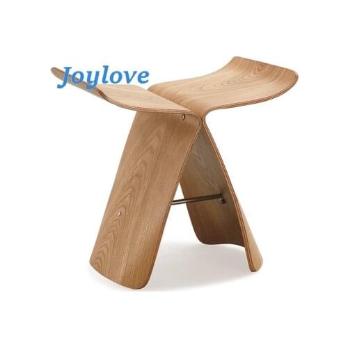 JOYLOVE Northern Europe Wooden Ottoman Shoes Stool Sori Yanagi Style Butterfly Stool Originality Household Multi Color Low Stool