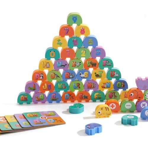 Kids Colorful Animal Stacking Building Block Toys Alphabet Math Learning Balance Stacking Party Game Kids Early Educational Toys