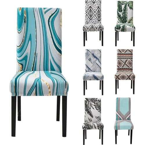 Spandex Stretch Printed Chair Cover Dinning Room Kitchen Chair Slipcovers Protector For Wedding Banquet Party Living Room