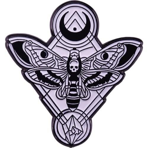 Death Head Moth Enamel Pin Skull Butterfly Badge Acherontia styx Brooch Silence Lambs Inspired Jewelry