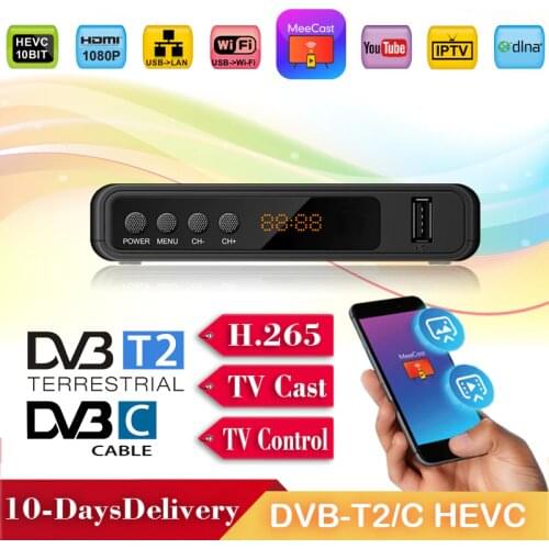 Europe Digital 10Bit Decoder Dvb T2 Tuner Dvbt2 Hevc H265 Stick Universal Remote Dvb C Dvbt2 Free Antenna Digital Tv Set-Top Box