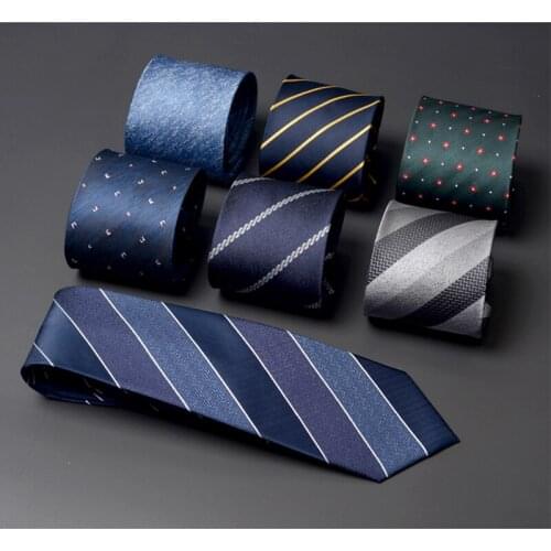 Brand Designer 8 CM Jacquard Stripe Tie for Men Business Office Dress Suit Necktie Male Wedding Party With Gift Box