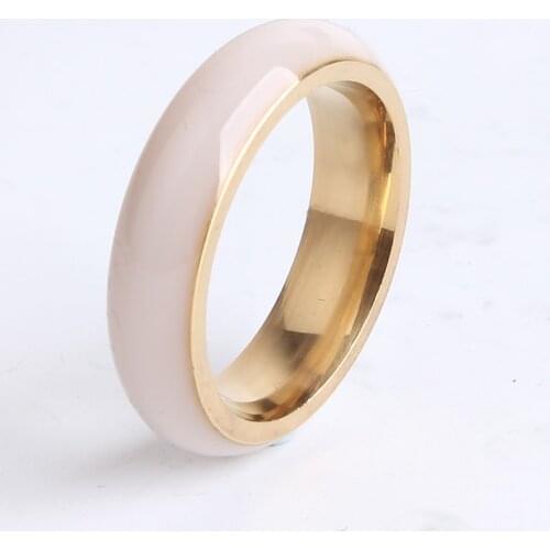 6mm ceramic gold color smooth 316l Stainless Steel finger rings for women men wholesale