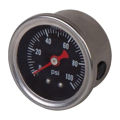 Racing 1/8 NPT Oil Fuel Pressure Gauge Liquid Filled Polished Case 0-100 psi Oil Press Gauge Fuel Gauge black Face