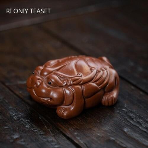 Yixing Lucky Purple Clay Tea Pet Animal Statue Ornaments Tea Figurine Crafts Handmade Sculpture Chinese Tea Set Decors Art Gifts