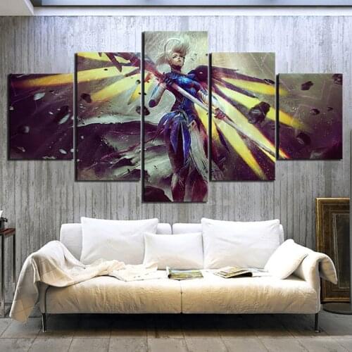 Home Decoration Canvas Paintings 5 Pieces Mercy Pictures Cartoon Wall Artwork New Style Prints Modular Poster For Living Room