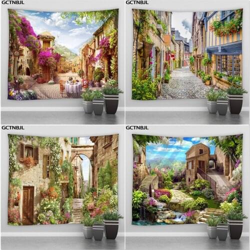 Beautiful Ancient Architecture Print Wall Hippie Tapestry Polyester Fabric Home Decor Wall Rug Carpets Hanging Big Couch Blanket