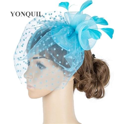 Multiple Color Crinoline Fascinator Headwear Feather Colorful Mesh Church Show Hair Accessories Millinery Cocktail Hats MYQ051