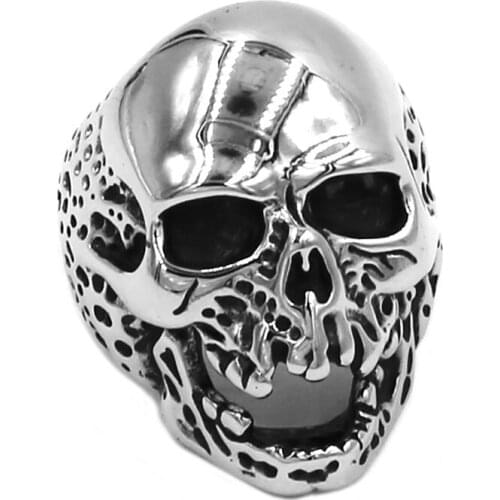 Wholesale Grim Reaper Skull Ring 316L Stainless Steel Jewelry Vintage Gothic Death Skull Motor Biker Rings For Men SWR0754A