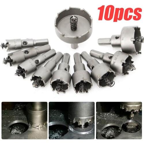 10pcs HSS Drill Bit Set Holesaw Hole Saw Cutter Drilling Kit Hand Tool for Wood Stainless Steel Metal Alloy Cutting