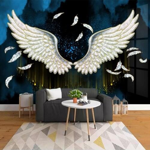 Custom Mural Modern 3D Stereoscopic Feather Wings Art Wall Painting Living Room Sofa TV Background Decorative Wallpaper Murals