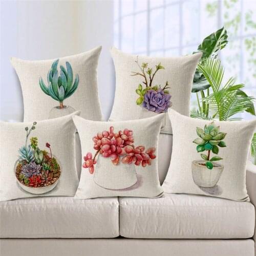 Potted Home Cover Pillowcase Woven Cushion Cotton Linen Pillow Soft Room Gifts Single Sides Printing