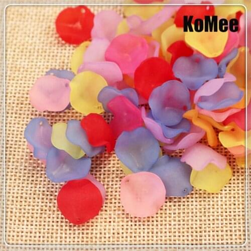 Wholesale 200pcs/lot Petal Charms Flower/Leaf Acrylic Spacer Beads Caps For DIY Fashion Jewelry Necklace Bracelet Multi Colors