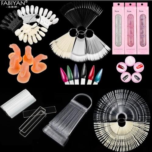 Nail Art Stick False Tips Finger Display Palette False Nails Polish Color Card UV Gel Manicure Practice Tool Salon