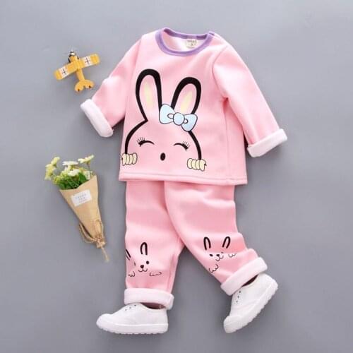 New Autumn Baby Girls pajamas Plus Velvet Thermal Underwear High Quality Fabric Set Children Boys Baby girl Clothes Home Service