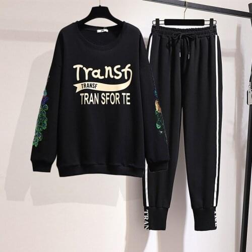 Tracksuits Women Spring Fall Thick Suit Two Pieces Sets Jogging Sweatshirt Pants Sweatpants Streetwear Homewear Plus Size 6XL
