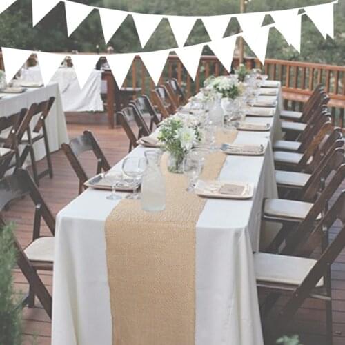 Quality 8M 20 Feet White Wedding Lace Silk Banner Baby Show Birthday Party Decoration Bunting Banner Wedding Photography Props