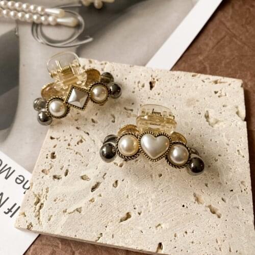 Retro pearl hairpin grasping clip female summer pearl small bangs clip summer clip hairpin hair accessories net red side clip