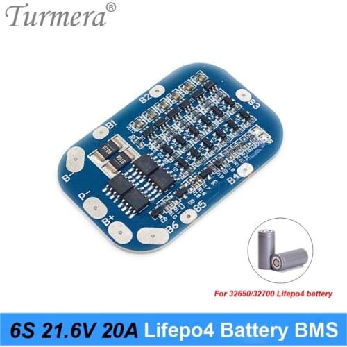 Turmera 6S 20A 19.2V 21.6V 32650 32700 LiFePO4 BMS lithium iron Battery Protected Board Moudle to Screwdriver and E-bike Battery