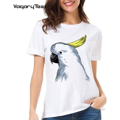 Vagarytees Funny animal Parrot Crest Print Women t shirt Top Tee Hipster Oversized T-shirt Casual Tops Streetwear Girl tshirt