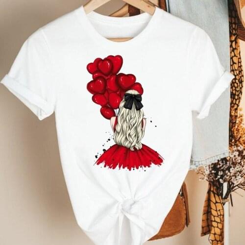 Women Clothes Cartoon Love Trend Style Ladies Lovely 90s Summer Print Fashion Tshirt Female Short Sleeve Tee Top Graphic T-shirt