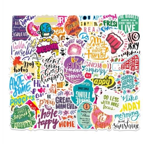 10/30/50PCS Colorful Inspirational English Graffiti Luggage Laptop Hand Account Decoration Waterproof Stickers Toys Wholesale