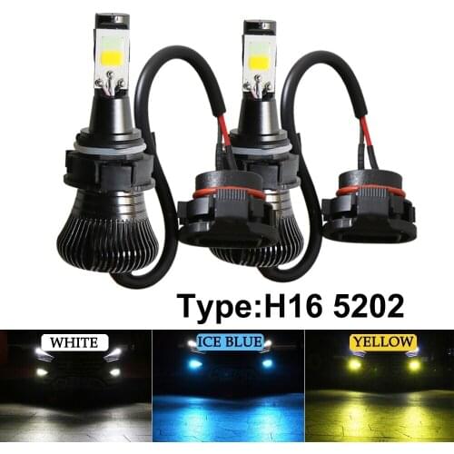 2 Pieces PSx24W 5202 H16 2pcs LED Fog Light Bulbs COB Lamps tow color Strobe Fog Lamp