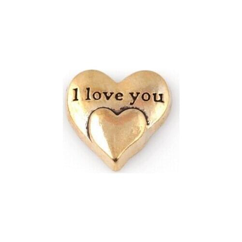 20PCS/lot Gold Color I Love You Heart Charm, DIY Word Letter Charms Fit For Glass Floating Locket