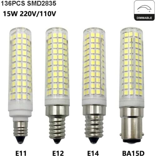 20pcs LED Bulb 15W E14 E12 G9 BA15D LED Corn Bulb LED Crystal Chandelier Light LED Ceramic Lamp 136 leds dimmable 110V 220V