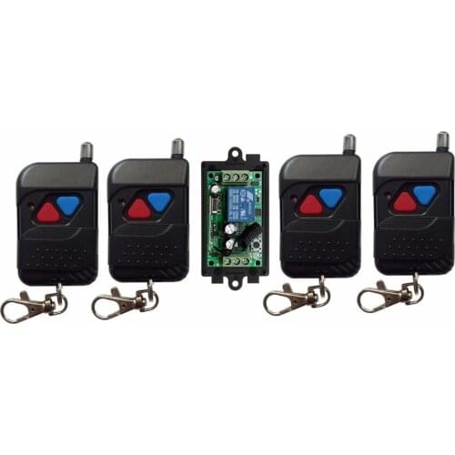 2017 DC 9V 12V 24V 1 CH 1CH RF Wireless Remote Control Switch System,315 MHZ 4pcs (Back) Transmitter + Receivers,Latched