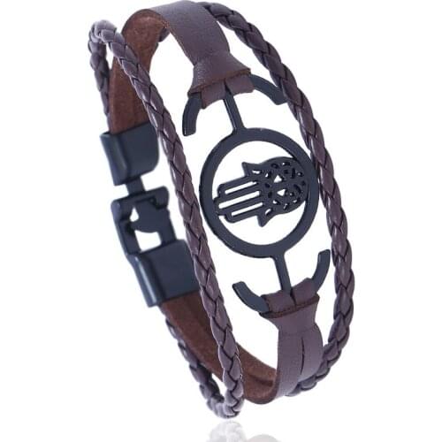 2019 Brand Fashion Jewelry Alloy Palm Leather Bracelet Men Casual Women Bracelet Multi-layer bracelet Masculina Pulseira