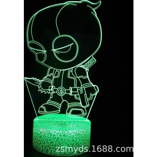 Marvels death series 3D small night lamp creative colorful touch remote control LED visual bedside table lamp Childrens gifts