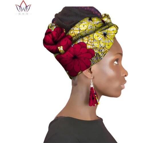 Africa Style Fashion African Head Scarf And Warrings 2 Pieces Women African Clothing Bazin Rich Headwear Wax Ankara Hairband