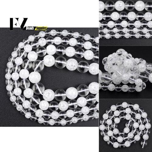 White Crystal Cracked Beads Natural Stone Loose Spacer Beads For Jewelry Making 6/8/10/12mm Diy Necklace Bracelet Accessories