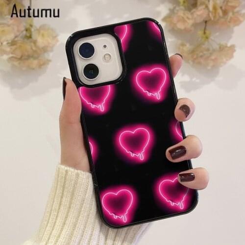 Phone Case for iPhone 12 mini X XS XR 11 Pro Max SE 2020 5 6S 7 8 Plus Samsung Galaxy S8 S9 S10 S20 S21 Love heart glow Cover