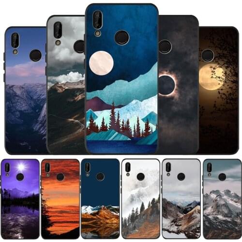 Mountain Marble Moon Sun Forest black Case for huawei P40 P30 P20 P10 Pro lite P9 Lite nova 4E 6SE Psmart 2019 Y6 9 Prime