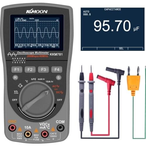 KKmoon Digital Storage Scopemeter 2-in-1 40MHz 200Msps/S One Key Auto Oscilloscope OSC Multimeter Current Resistance Meter